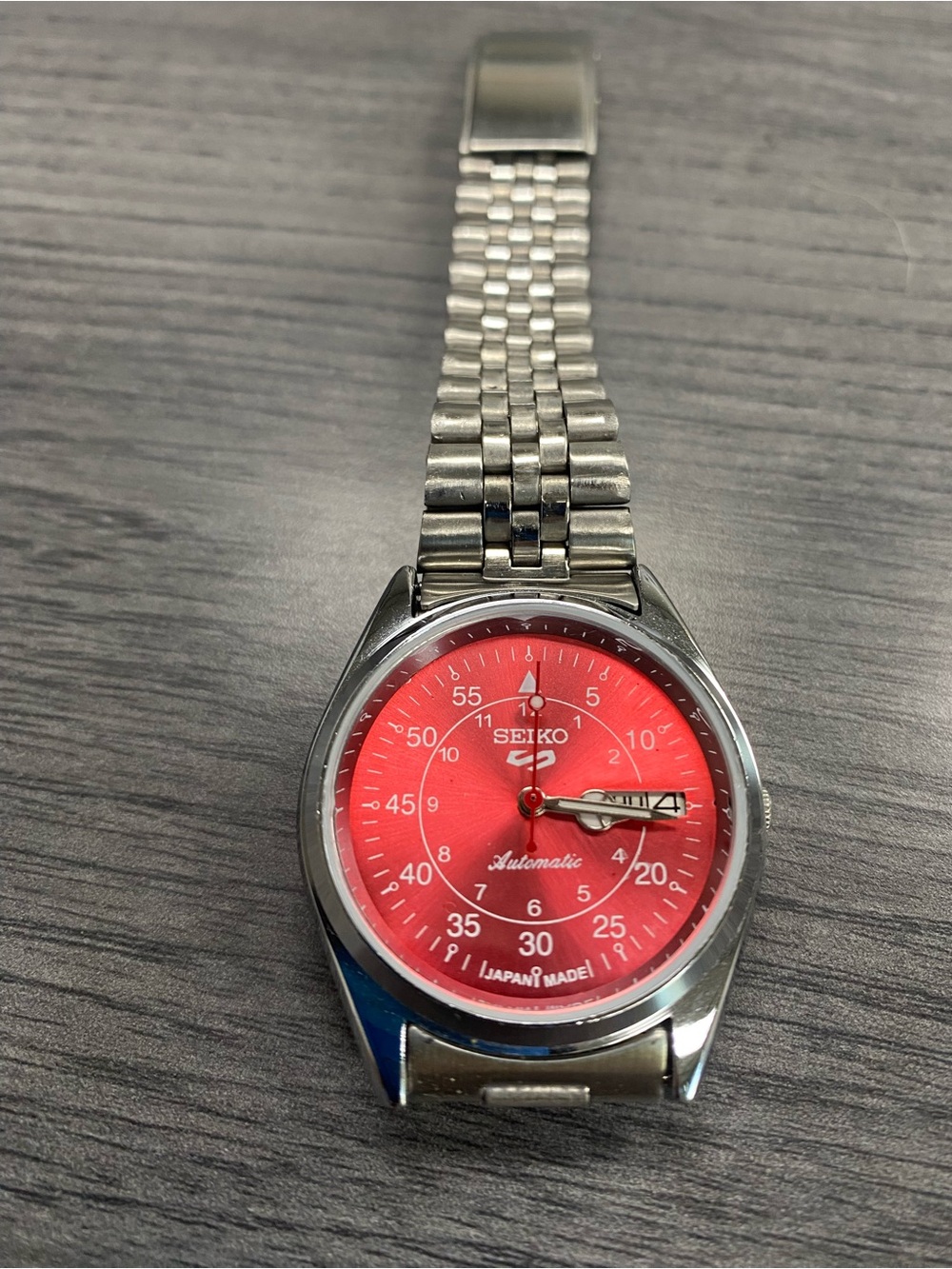 Seiko Automatic Stainless Steel Watch - Red Dial